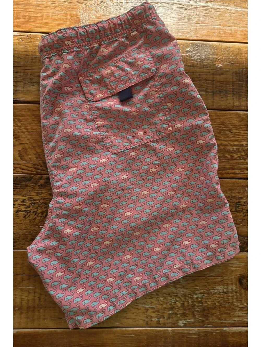 Vineyard Vines Large Pink Blue Whale Chappy Trunks Swim Shorts